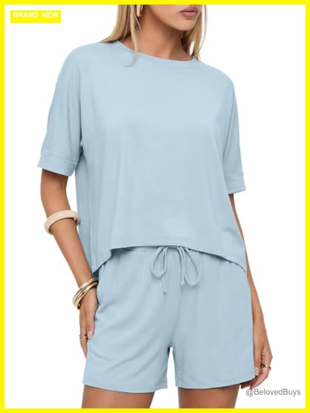 2 Piece Shorts Set - Loose Casual Lounge Outfits with Pockets
